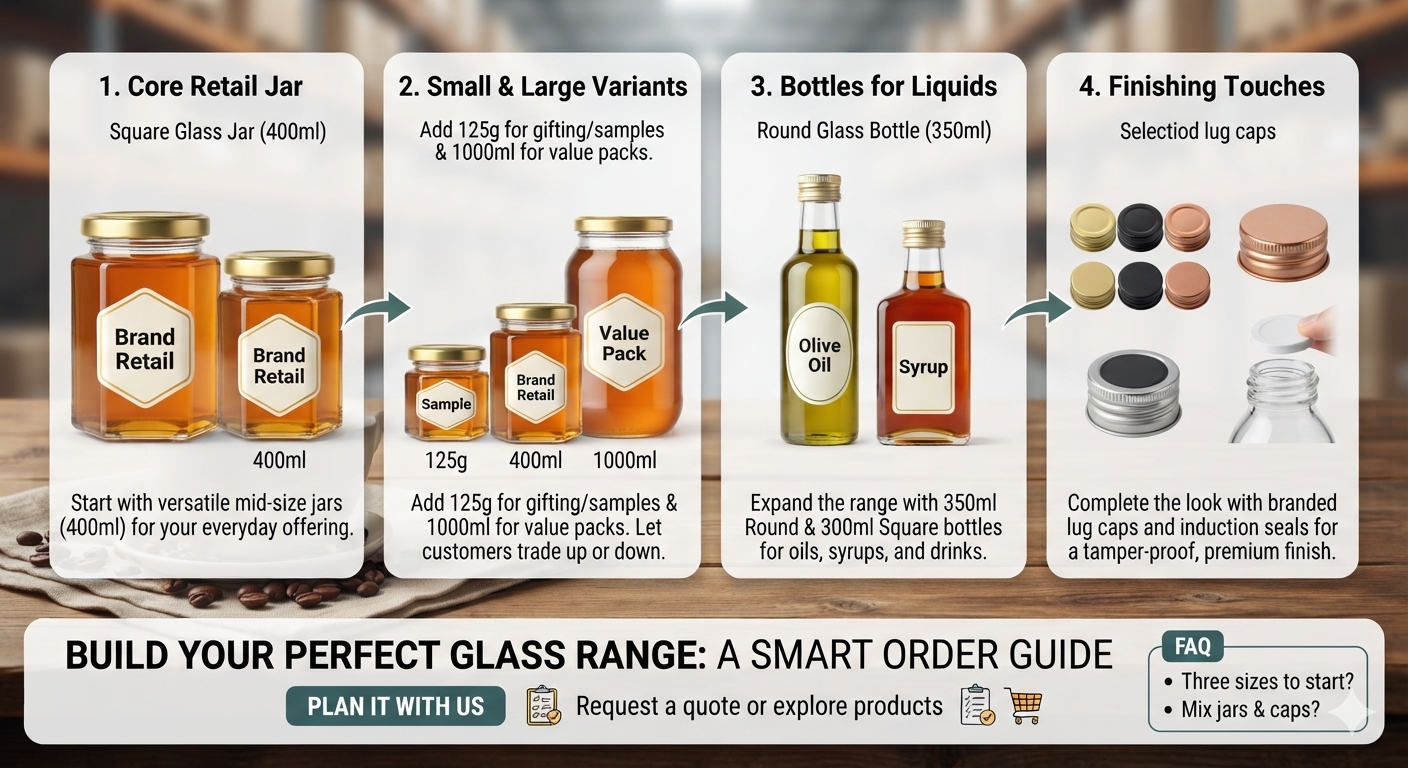 Building Your Product Range: Which Glass Jars & Bottles to Stock First